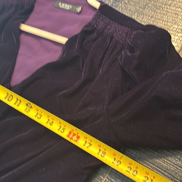 Lauren Ralph Lauren Black Label Velvet Button Down Puff Sleeve Top Purple size 8 - Picture 8 of 10